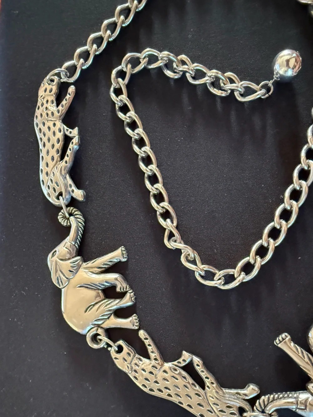 Vintage Elephant Leaopard Metal Concho Belt‎ Adjustable Boho Artsy Safari